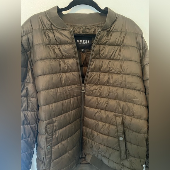 Guess Men's Quilted Bomber Jacket - Olive Green - Picture 5 of 5